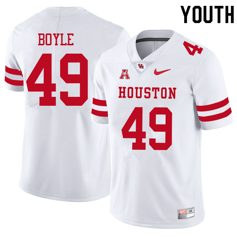 Youth #49 Colby Boyle Houston Cougars College Football Jerseys Sale-White - Click Image to Close